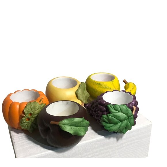 PartyLite Harvest Medley Tealight Candle Holder Pear Plum Grapes Pumpkin Squash - Picture 2 of 16